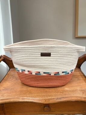 MuttNation Fueled By Miranda Lambert XL Woven Basket White Boho Dog Toy Storage